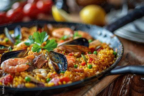  Paella Valenciana: A Symphony of Seafood and Saffron, Simmering in Spanish Sunshine!